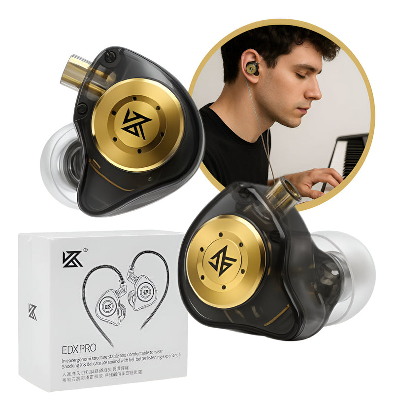Fone De Ouvido Kz Edx Pro Sem Microfone Dynamic Retorno De Palco Profissional Gamer Hifi Bass Preto