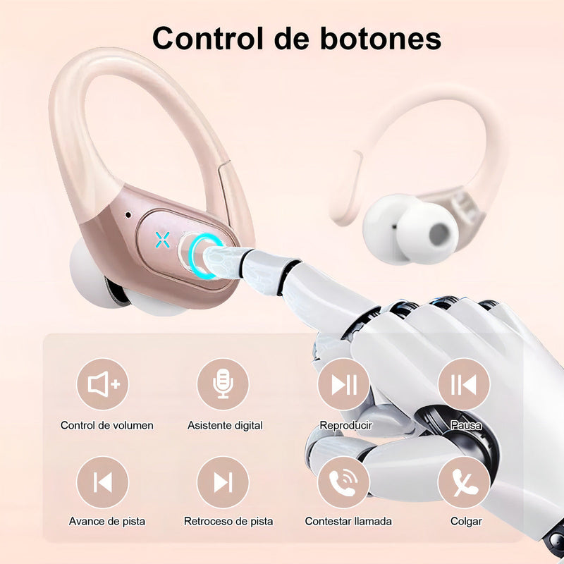 Fones de ouvido Bluetooth sem fio Mertto com gancho de 75 horas e 5,3650 mAh, Bluetooth 5.3, cancelamento de ruído Enc, tela LED, resistência à água IPX7, para negócios, entretenimento e corrida