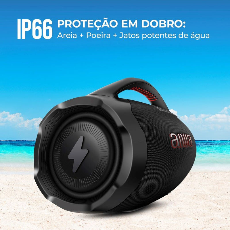 Caixa De Som Boombox Plus Aiwa Bbs-01-b 200w Bt 30h Ip66 Usb Preto