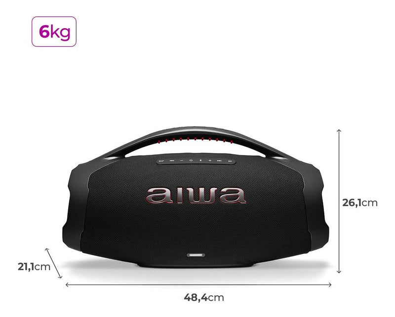 Caixa De Som Boombox Plus Aiwa Bbs-01-b 200w Bt 30h Ip66 Usb Preto