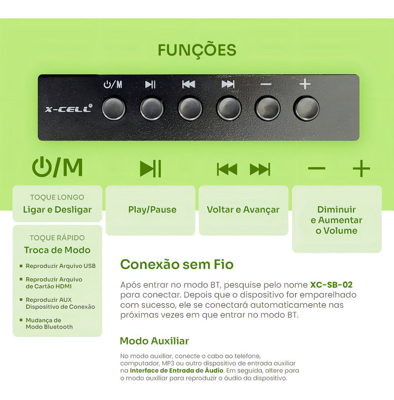 Caixa De Som Sound Bar Home Theater Bluetooth Para Tv Cinema 80w Cor Preto Boyu Cell