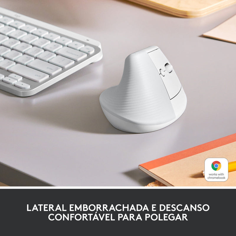 Mouse Sem Fio Logitech Lift Vertical - Branco