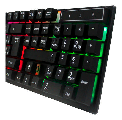 Kit Gamer Teclado Semimecanico Mouse Iluminado Mousepad Rgb